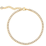 MEVECCO Anklet for Women Gold Tennis Chain Round Zirconia Cut Faux Diamond 14K Gold Plated Dainty Chain Boho Beach Summer Simple Foot Jewelry Ankle Bracelet