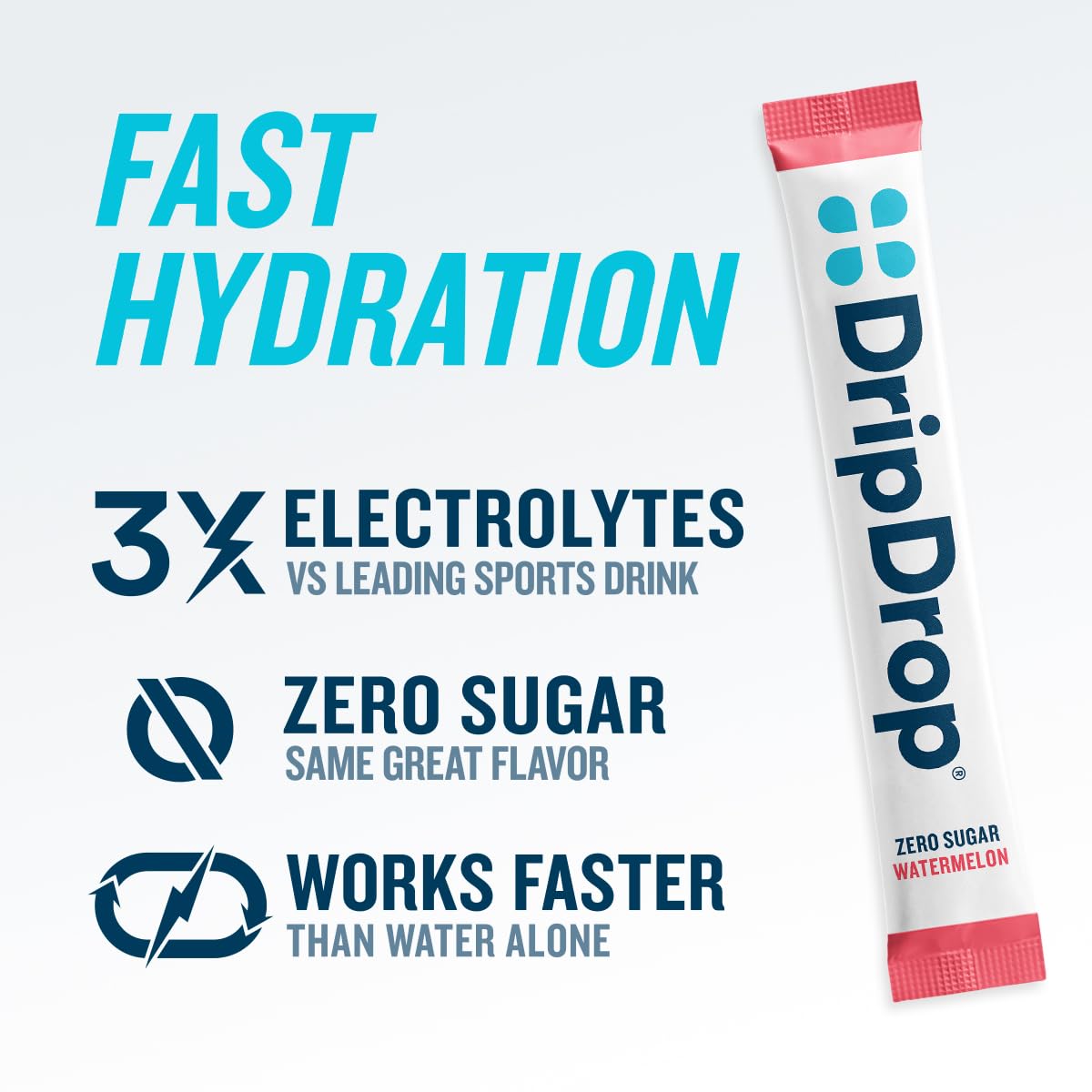 DripDrop Sugar Free Hydration Packets - Zero Classic Variety Pack - Single Serve Electrolytes Powder Drink Mix - Lemon Lime, Watermelon, Peach, Passion Fruit - Non-GMO, Gluten Free, Vegan - 16 Sticks