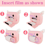 Instant Print Camera for Kids with 12 Rolls Refill Paper, Digital Camera for Girls Christmas Birthday Gifts, 32G SD Card