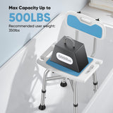 Shower Chair for Inside Shower - 500 lbs Heavy Duty Bath Bench Seat | FSA/HSA Eligible | Adjustable Height | Tool-Free Assembly Bathtub Stool for Elderly, Seniors and Disabled