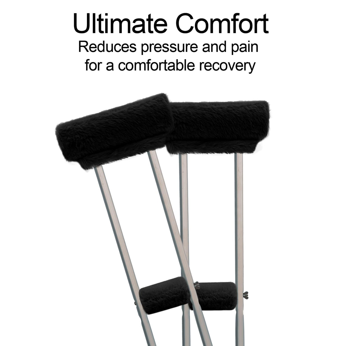 SPRING SEAON Crutches Padding Universal Crutch Pads for Armpits and Hand Grips Pads for Crutches Underarm Crutch Cushions Fluffy Crutch Covers Machine Washable (Black)