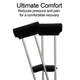SPRING SEAON Crutches Padding Universal Crutch Pads for Armpits and Hand Grips Pads for Crutches Underarm Crutch Cushions Fluffy Crutch Covers Machine Washable (Black)