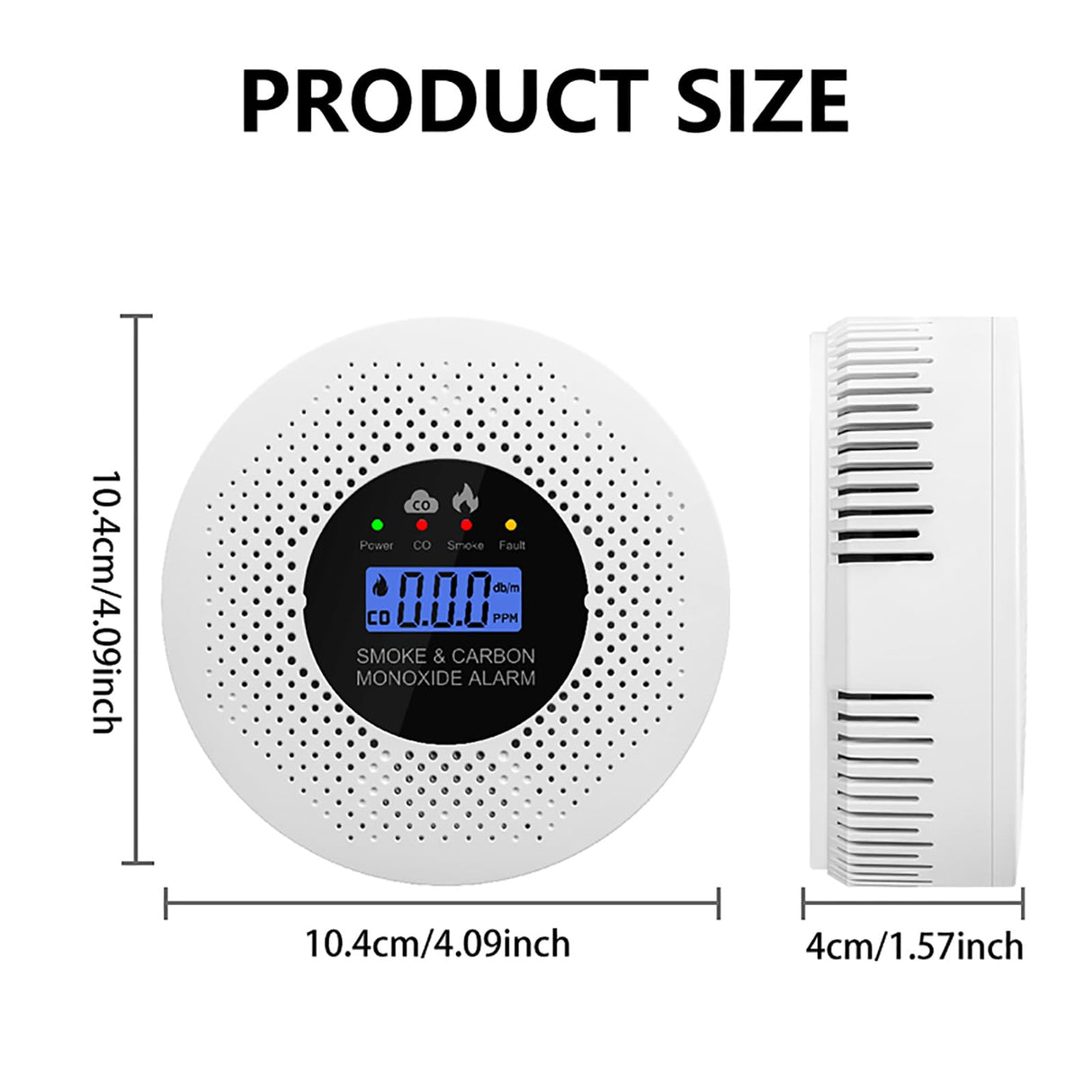 Smoke Detector Carbon Monoxide Gas Alarm, Fire Carbon Monoxide (CO) Detector 2 in 1 with Digital Display and Sound Light Alarm, Portable Battery Operated Suitable for Bedroom Kitchen or Travel