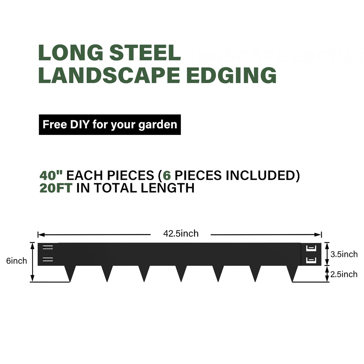 Gardenaire Metal Landscape Edging 6 Pack,40'' L x 6'' H