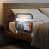 Bed Rails for Elderly Adults Safety with Adjustable Heights Storage Pocket Assist Support Side Railings Seniors Slides Under Mattressbed Cane Guard Bed Handles Bars (White (with Light))