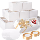 KPOSIYA 40pcs 8x8x5 inches Cake Boxes with Cake Boards（20 Boxes & 20 Boards）, White 8 inch Cake Boxes with Window,Cajas Pasteles Square Cardboard Cake Containers for Christmas Thanksgiving