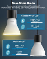 Sunco 10 Pack PAR20 LED Bulbs 50W Equivalent 7W Dimmable, CRI90 3000K Warm White 470 Lumens E26 Medium Base IP65 Waterproof Indoor Outdoor Home Residential Super Bright Wide Area Flood Light - UL