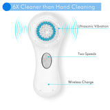 Facial Cleansing Brush, Sonic Face Scrubber Exfoliator for Women Skin Care Deep Cleaning Exfoliating, Rechargeable Waterproof Electric with 2 Speeds for Home & Travel(White)