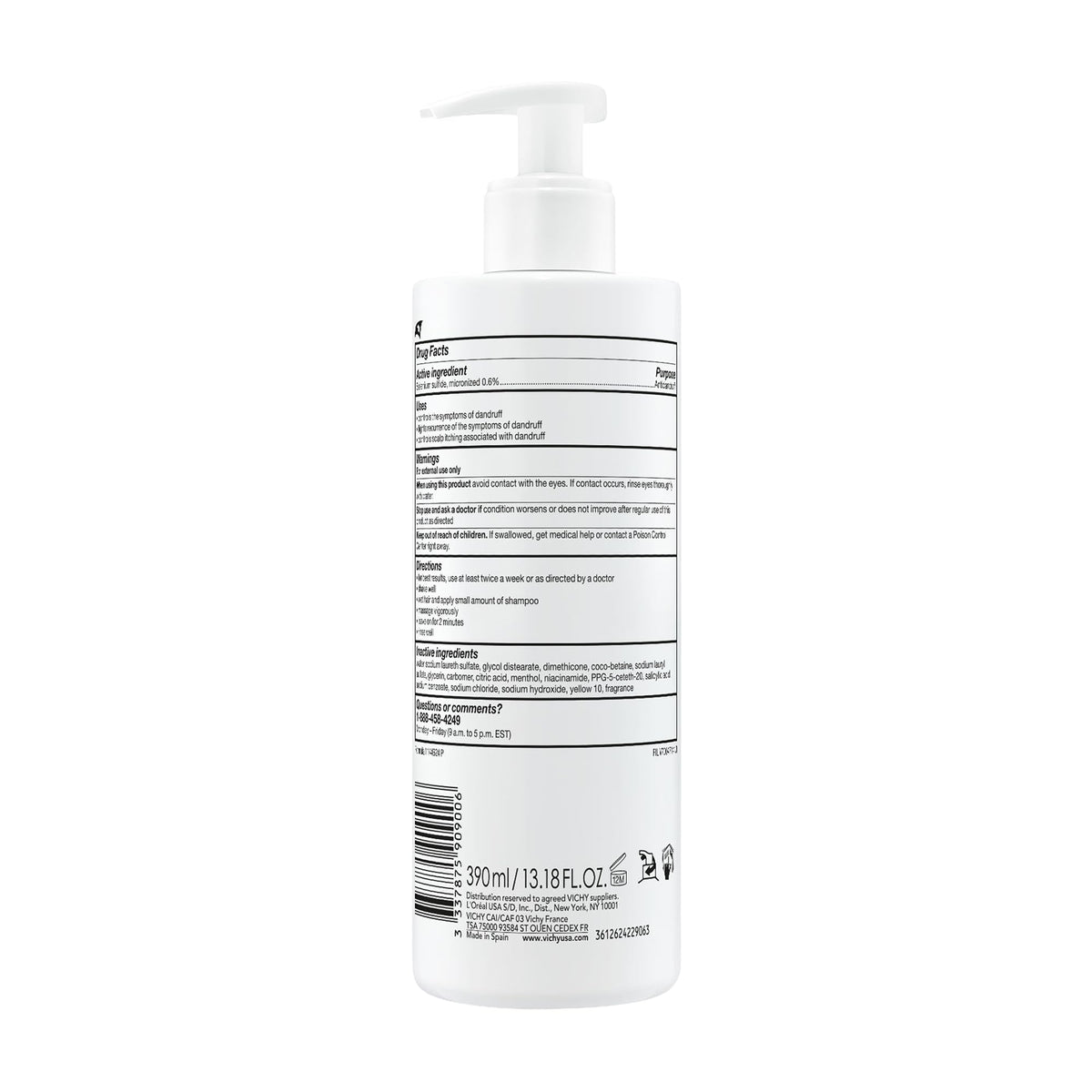 VICHY Dercos Dandruff Shampoo, Antifungal Itchy Scalp Treatment, 13.8 oz