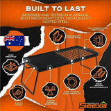 24" Heavy Duty Folding Campfire Grill, Compact Folding Design, Grill Grate & Griddle for Campfire Cooking, Australian Owned