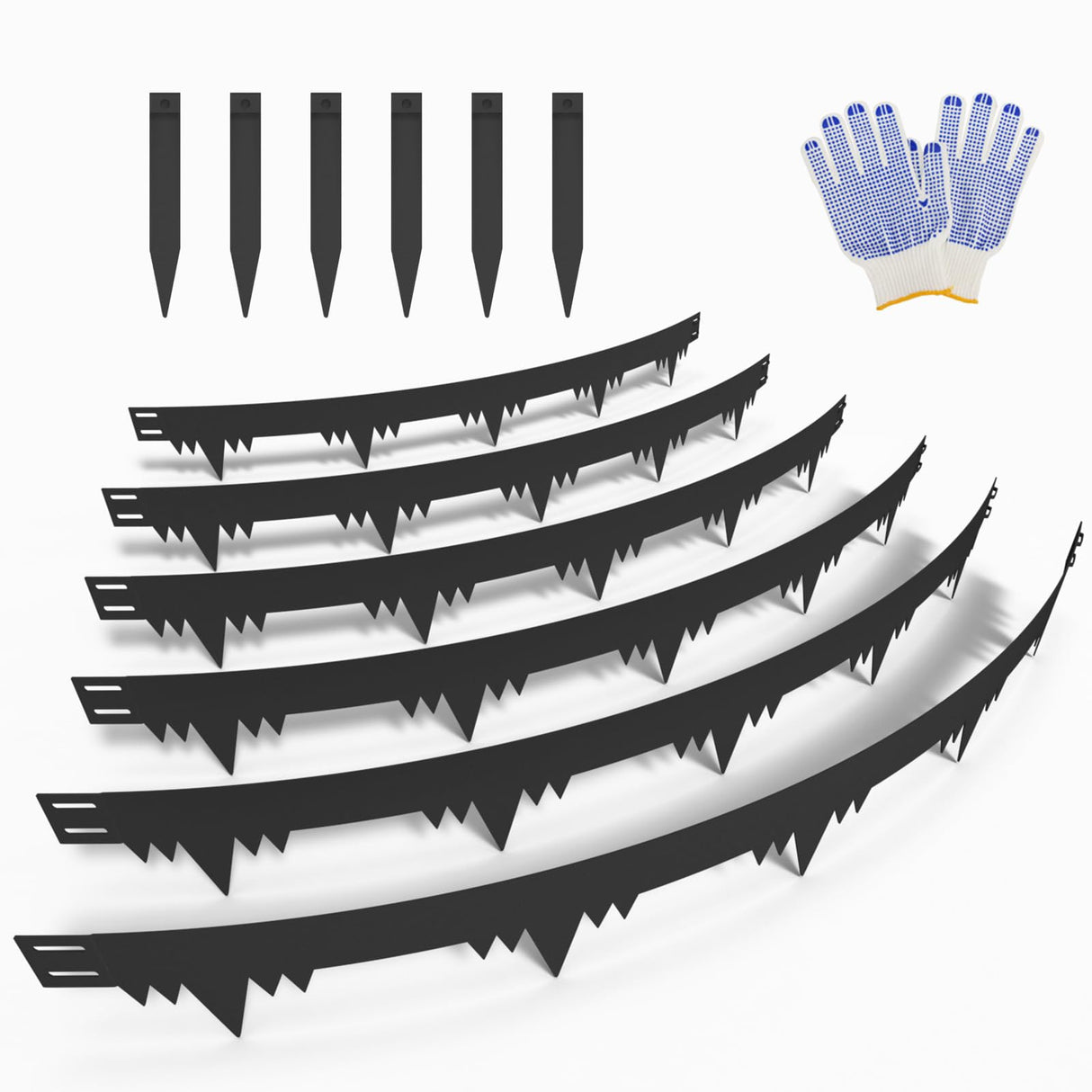 Metal Landscape Edging Border 6 Packs 42'' L x 4.5'' H, Galvanized Steel Garden Edging Border with 6 Stakes, Hammer-in Lawn Edging for Landscaping, Flower Bed, Yard, Pathway, Tree Ring (21ft Total)