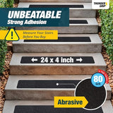 Outdoor Stair Treads Non Slip 24" x 4" - 8-Pack Weather Resistant Exterior Grip Tape for Wooden Steps - Non Slip Stair Treads - Anti Skid Strips - Waterproof 80-Grit Adhesive Treads by Thunder Grip