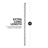 NEIKO 10047A Extra Long Drill Bit Set | 5-Piece | M2 HSS Steel | 12-Inch Length | 1/8, 3/16, 1/4, 5/16, and 3/8-Inch