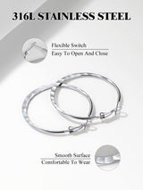 Richsteel Silver 40MM Hammerd Hoop Earrings for Women