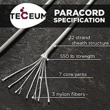 TECEUM 5/32" Paracord Rope 1000 – 1000ft / 200ft / 100ft / 50ft – Tactical Parachute Cord 4mm – 45+ Colors – Nylon String for Survival & Camping Gear – Stripe Cord for Survival – Utility Rope