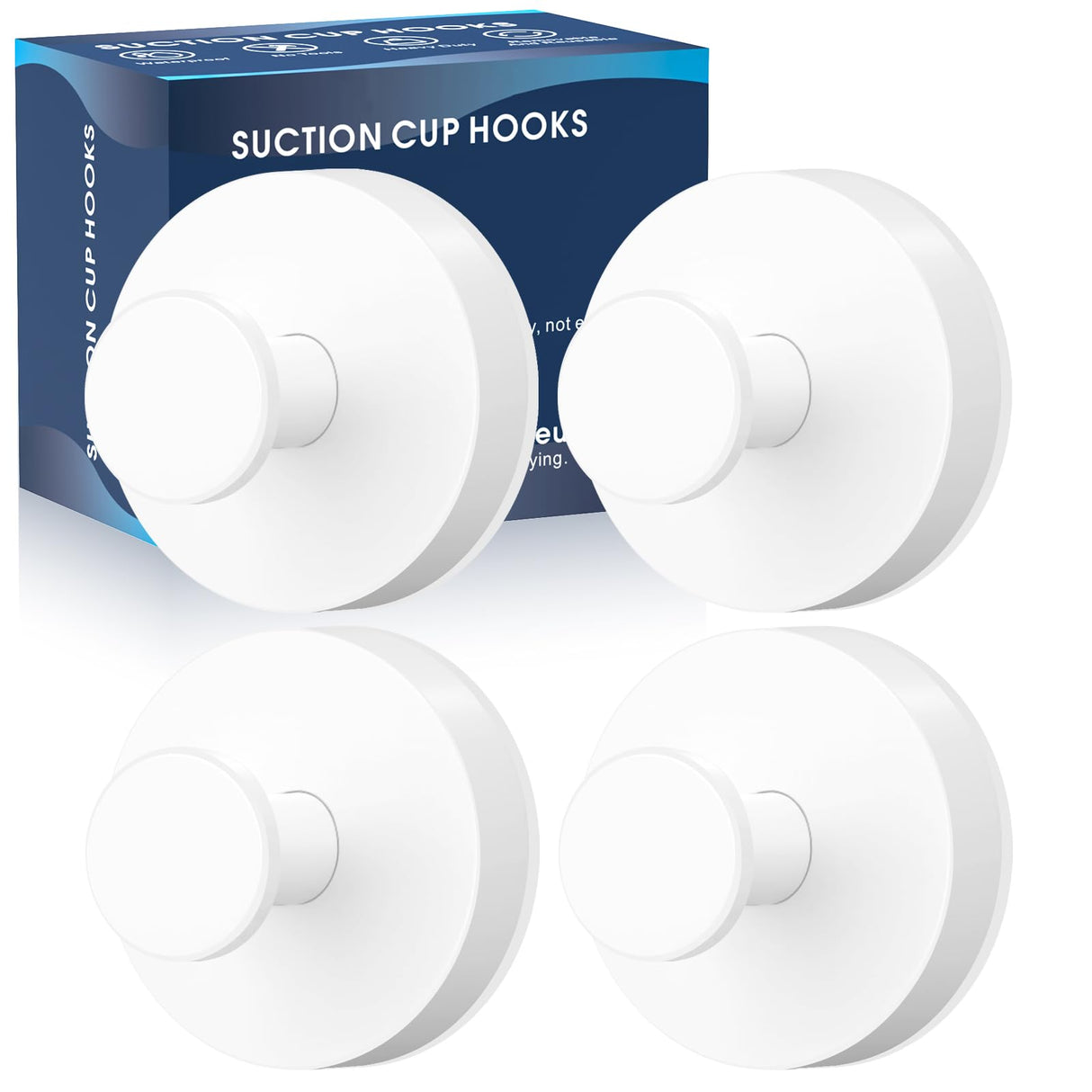 MOTAIPEAK Suction Cup Hooks for Shower,Removable Shower Towel Suction Hooks for Bathroom Wall,Kitchen,Glass,Mirror,Tile to Hang Robes,Loofah-White(2-Pack)
