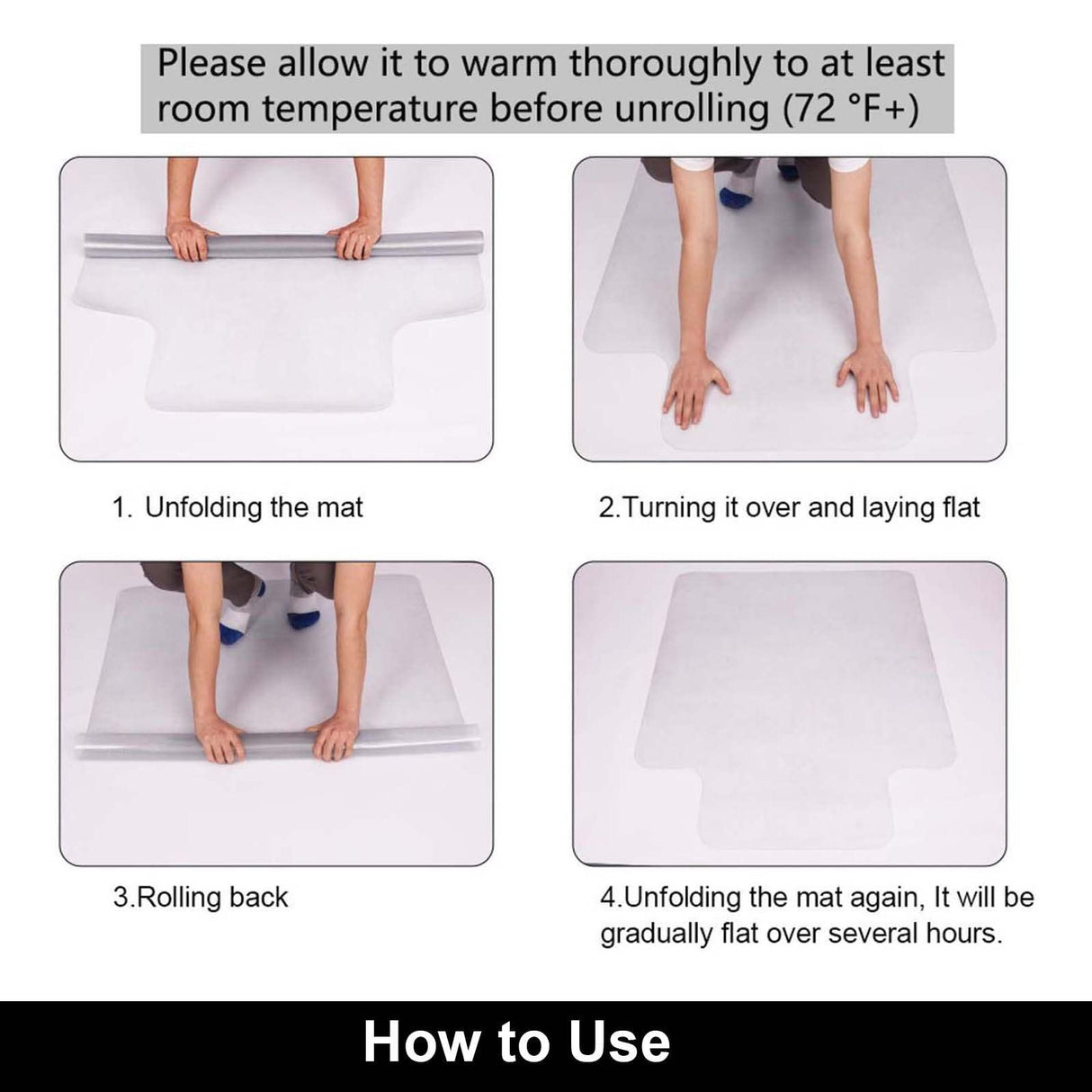 AiBOB Chair Mat for Low Pile Carpet Floors, Flat Without Curling, 36 X 48 in, Office Carpeted Floor Mats for Computer Chairs Desk