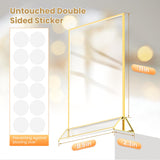 YOAEAILY Acrylic Sign Holder 8.5X11 Gold Frames Double-Sided Gold Picture Frames for Flyer Holder Menu Holder Wedding Table Number Holder Christmas Photo Frame with Removable Sticky Dots -6 Pack