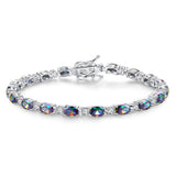 FANCIME Sterling Silver Created Alexandrite Tennis Bracelet for Women 7"