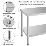 HXCFYP NSF Certified Stainless Steel Prep Table 24x18 with Undershelf for Restaurant, Home, & Hotel - Heavy Duty Commercial Grade Worktable for Food Preparation & Christmas Cooking