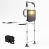 HOMEAL Bed Rails for Elderly Adults Safety - Height Adjustable Bedside Assist Rails for Seniors, Stable Bed Cane Guard Railings with Non-Slip Ergonomic Handle Bar and Storage Pocket (Grey)