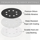100 Pcs 5 Inch Sanding Discs Hook & Loop 8 Holes Wet Dry Sandpaper 180 240 320 400 600 800 1000 1500 2000 3000 Assortment Grits Silicon Carbide Orbital Sander Sand Paper for Wood Automotive Metal