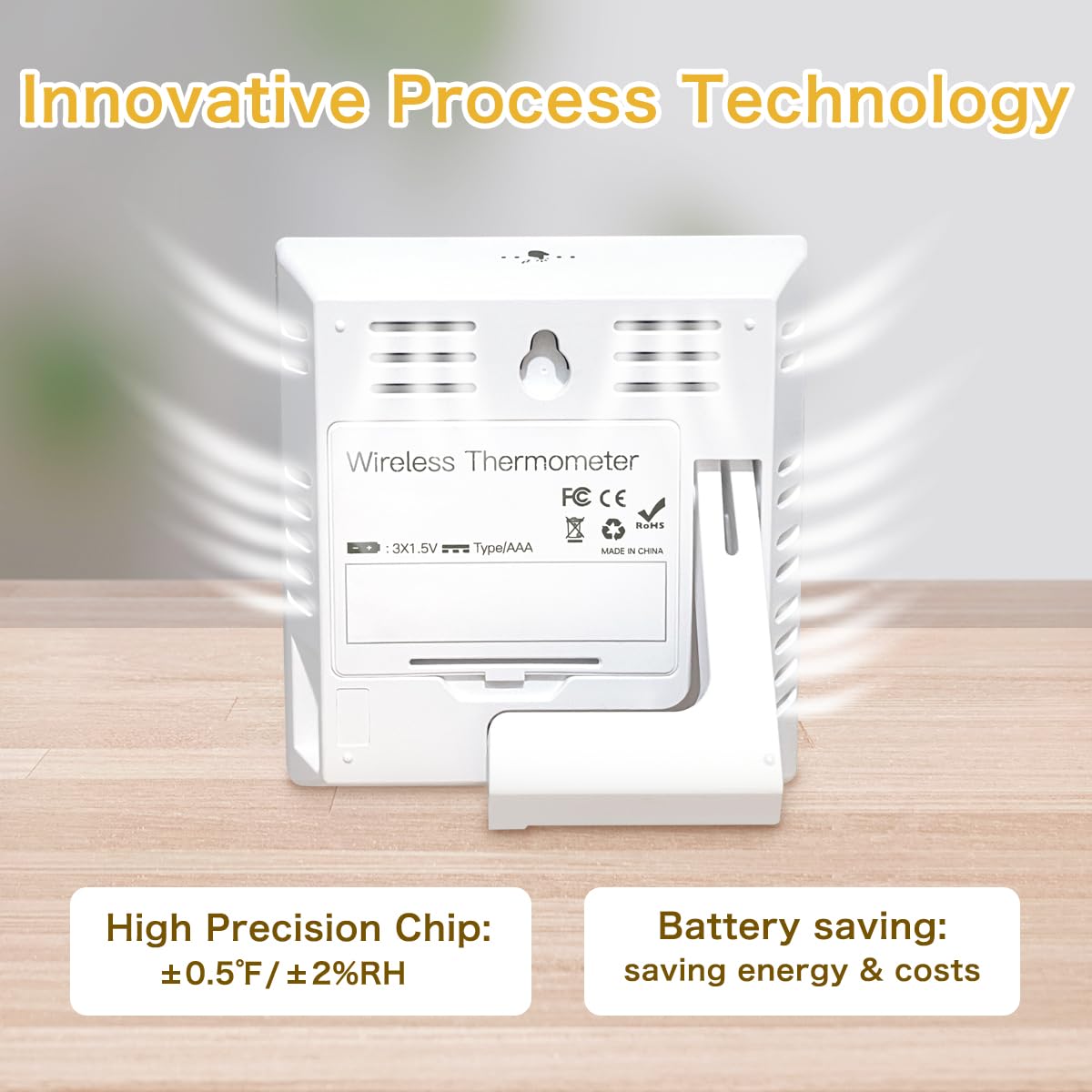 KIDLEDUCT Indoor Outdoor Thermometer Wireless Battery Powered, High Precision Inside Outside Humidity Temperature with Alert, Backlight Weather Thermometers with 2 Sensors, 330ft Wireless, White