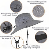 Generic Outdoor Wide Brim Sun Hat with Solar Fan-Fishing Hat with 2 Solar Powered Fan, Solar Powered Fan Hat for Outdoor (US, Alpha, Large, A-Dark Grey)