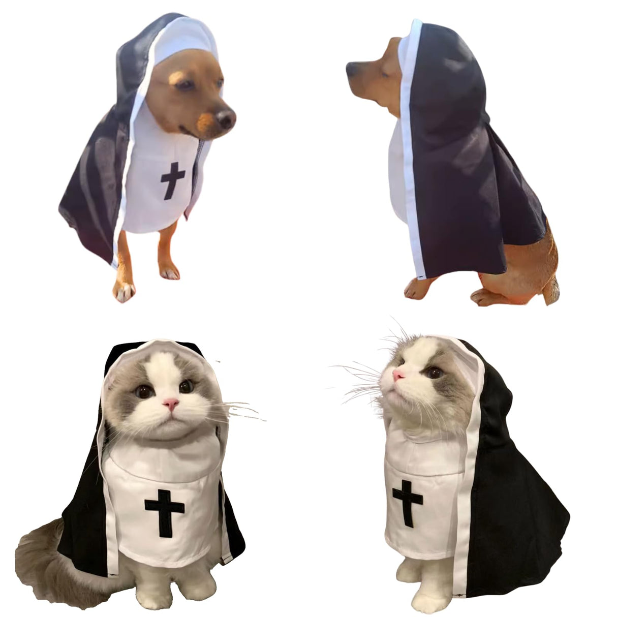 Cat/Dog Nun Costume Pet Clothing - Cute Funny Sister Habit Dress Outfit for Halloween Christmas Festival Cosplay Party (2XL)