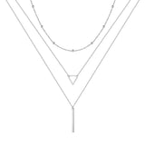 Turandoss 14K White Gold Plated Silver Layered Necklace for Women Jewelry