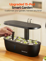 MG-15 Hydroponic Growing System Kits, Smart Indoor Garden with 24W Grow LED Light Full Spectrum, 15 Pods Herb Garden Planter Indoor Gardening for Gifts, Kitchen