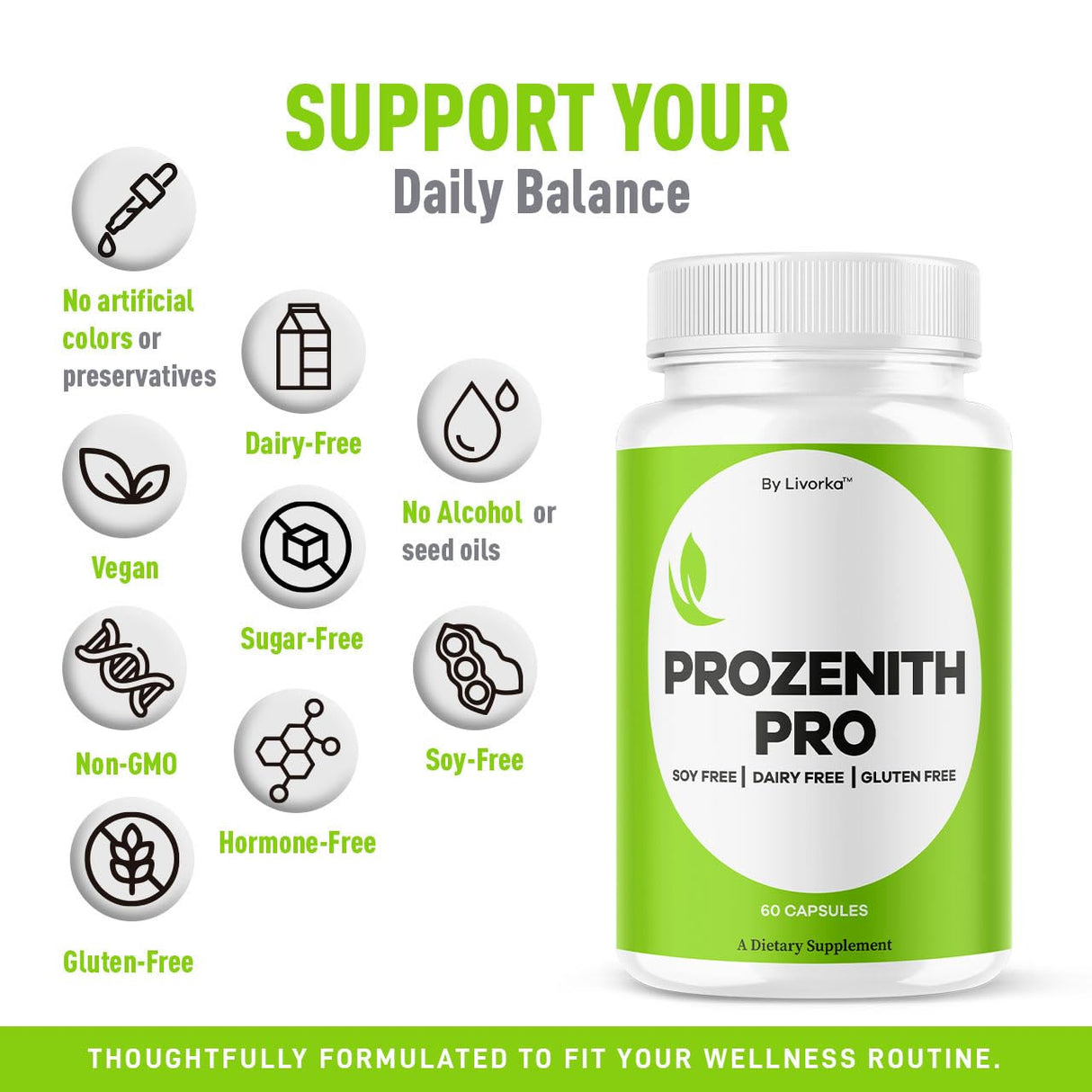 LIVORKA Prozenith Pro Capsules - Official Prozenith Pro Pills Supplement Premium Formula, Natural Support for Overall Health & Wellness, Pro ZenithPro Reviews, 60 Capsules for 1 Month