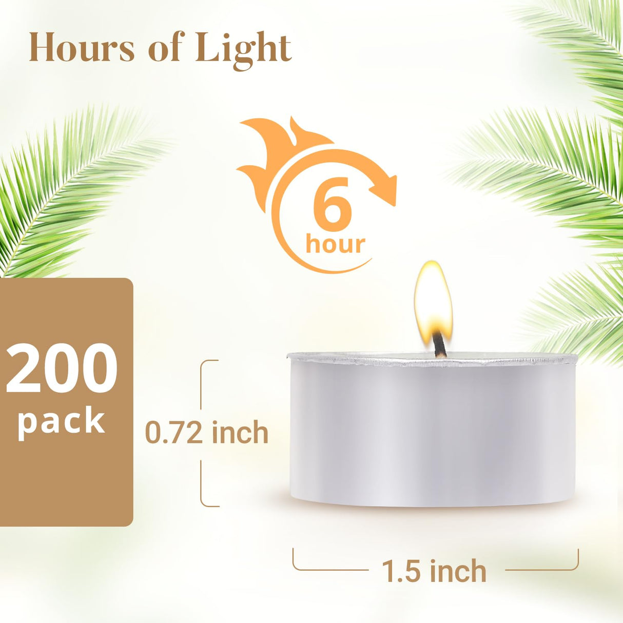Unscented Tea Lights Candles 200 Pack,6 Hours Long Burning White Tea Candles Bulk,Non-Paraffin, Clean Burn, Smokeless, Palm Tealight Candles for Wedding,Centerpiece,Christmas Lights,Home Dceor