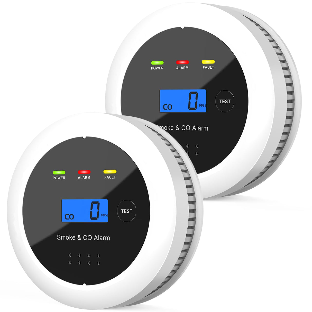 UxmCruxial Smoke Detector Carbon Monoxide Detector Combo, 2 in 1 Smoke and Carbon Monoxide Alarm with Display 85dB Alarm Replaceable Battery Fire Alarm CO Detector for Kitchen,2 Pcak