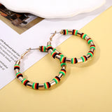 African Earrings Juneteenth Earrings for Black Women Red Black Yellow Green African Hoop Earring Black History 1865 Earring Ethnic Africa Hoop Independence Day Jewelry(B)