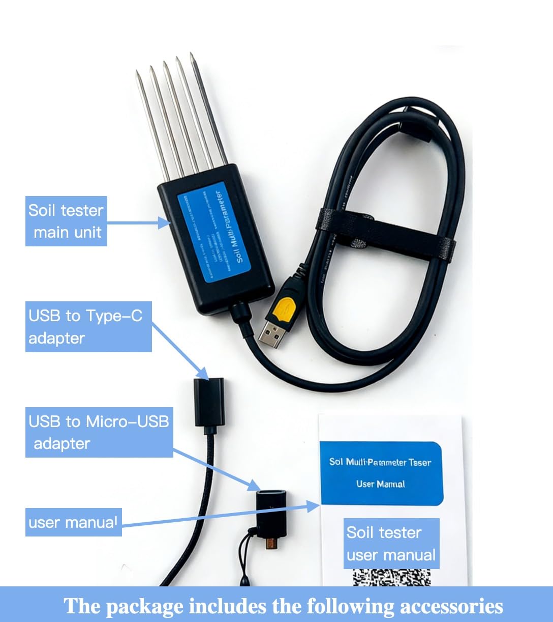 8 in 1 Soil Tester, Nitrogen, Phosphorus, Potassium Npk Tester, Ph, Moisture, Nutrient Conductivity, Ec Meter,High Accuracy Digital Sensitive,Soil Fertility Test