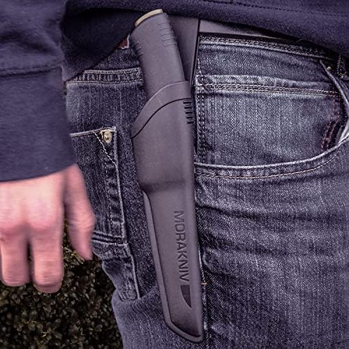 Morakniv Carbon Steel Fixed-Blade Bushcraft Knife with Sheath, Black, 4.3 Inch