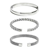 KUDANLONG Silver Cuff Bracelets for Women, Stainless Steel Stackable Bangle