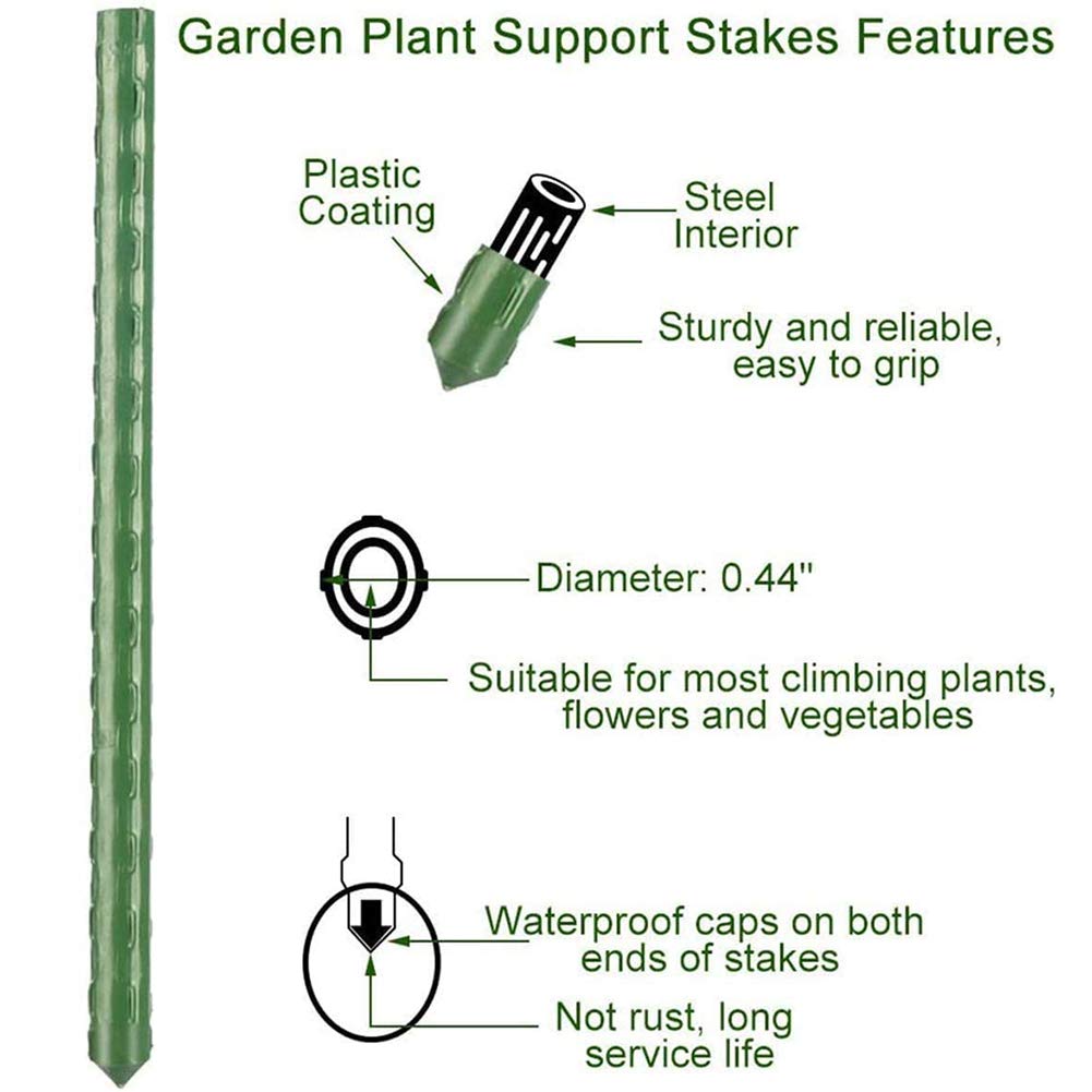 4Feet 48inch Garden Stakes Sturdy Plant Sticks Support Tomato Stakes for Vegetable,Pack of 20