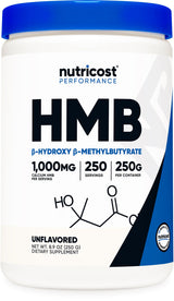 Nutricost HMB Powder (Beta-Hydroxy Beta-Methylbutyrate) 250 Grams - Gluten Free & Non-GMO