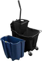 SPARTA OmniFit Mop Bucket System, Durable Mop Bucket, Side Press Wringer, and Soiled Water Insert, Floor Cleaning Essentials for Commercial and Home Use, 35 Qt Capacity, 1 Count, Black