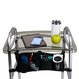 StrongArm Clear View Walker Tray + Bag + Non-Slip Mat & Cup Holder, Tray for Folding Walkers, Food Tray, Walker Accessories, Tray Table for Standard Adult Walkers (Black)