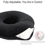 Heal n Hope Piercing Pillow Ear Pillows Donut with Hole for Ear Pain CNH Piercing Pain Relief Sleeping Pressure Sore Side Sleepers Ear Guard Protector, Velvet Black