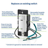 Leviton Humidity Sensor Switch for Bathroom Exhaust Fan, Automate Ventilation, Air Circulation, Moisture Control, ¼ HP, Single Pole, DHS05-1LW, White