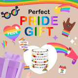 Artlunar LGBT Pride Bracelet for Bisexual Lesbian Gay& Allies Pride Love Wins Rainbow Colorful Beaded Clay Elastic Stackable Stretch Bracelet LGBTQ Celebration Gifts