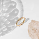 PAVOI 14K Gold Plated Cubic Zirconia Twisted Rope Eternity Band Yellow Gold for Women Size 8