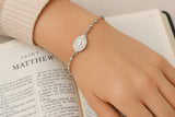 TURQ N TAUPE 925 Sterling Silver Bead Station Bracelet for Women - everyday wear gift for her 7.5 inches - Rosary Bracelet