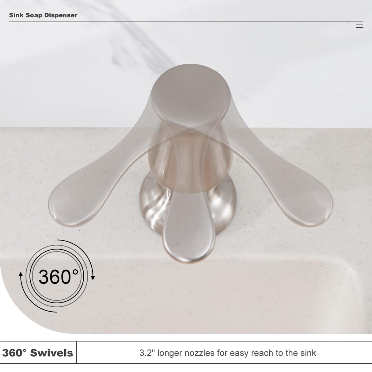 GAGALIFE Kitchen Sink Soap Dispenser Brushed Nickel, Under Sink Soap Dispenser with 40" Silicone Extension Tube, Say Goodbye to Frequent Refills