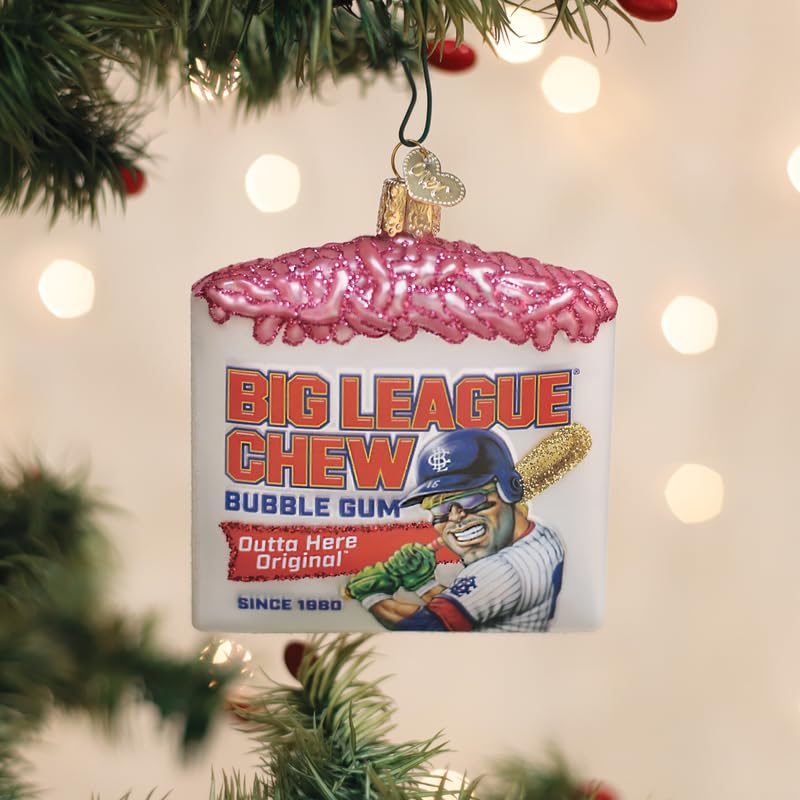 Old World Christmas Big League Chew Glass Blown Ornament for Christmas Tree, Handcrafted Holiday Decoration, Candy Brand Collection