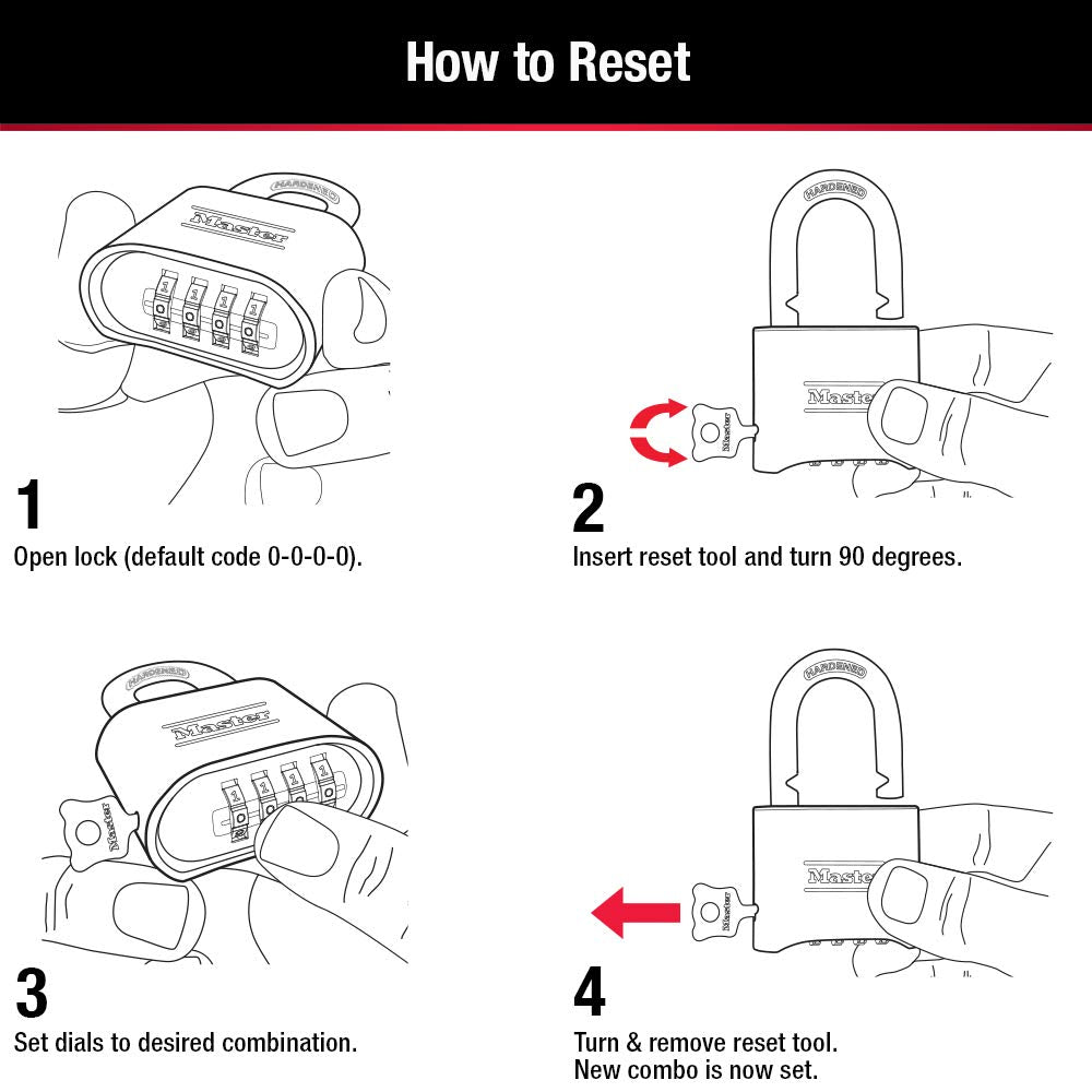 Master Lock Brass Combination Lock, Gate Lock for Outdoor Fence or Shed, Customizable Combination Padlock with Extended 2-1/4-Inch-Long Shackle, 2 Pack, 175LHEC2